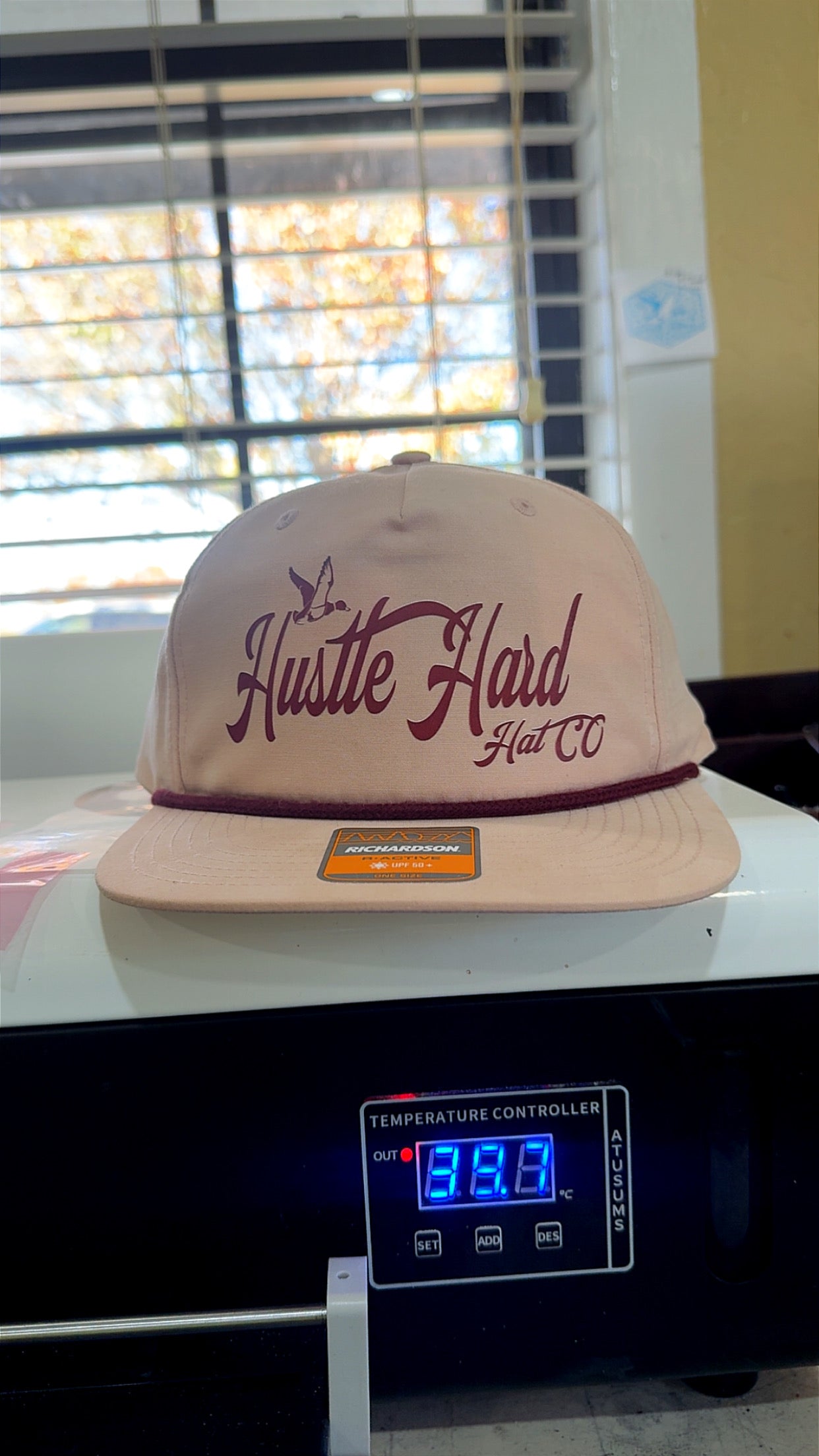 Hustle hard hat co.pink and maroon