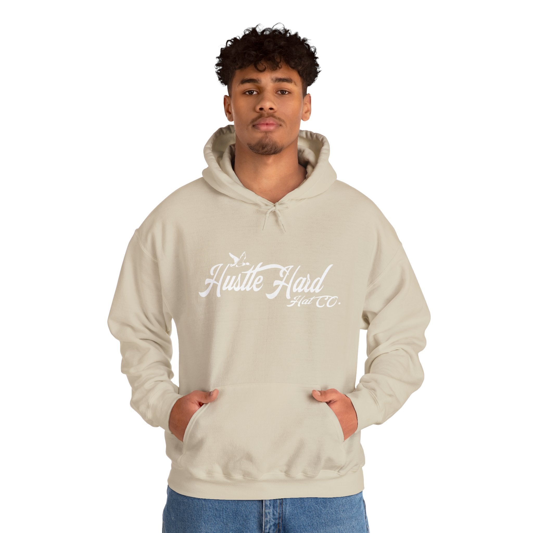 Hustle Hard Hat Co Hoodie Tan